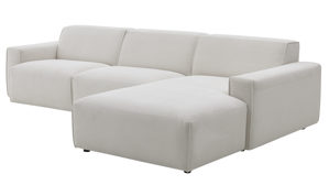 Ecksofa Roomio® aus Stoff in Weiß Roomio® No. 4100 - Ecksofa weißer Feincord - Stellfläche ca.  285 x 189 cm