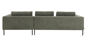 Ecksofa Roomio® aus Stoff in Grün Roomio® No. 4101- Ecksofa olivgrüner Feincord & schwarze Metallfüße 384 - Stellfläche ca. 301 x 201 cm