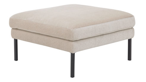 Polsterhocker Roomio® aus Stoff in Beige Roomio® No. 4101- XXL-Polsterhocker naturfarbener Bezug Monty & schwarze Metallfüße 384 - ca. 80 x 80 cm