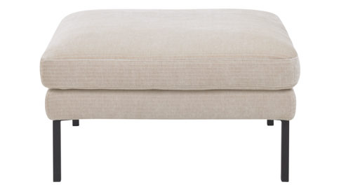 Polsterhocker Roomio® aus Stoff in Beige Roomio® No. 4101- XXL-Polsterhocker naturfarbener Bezug Monty & schwarze Metallfüße 384 - ca. 80 x 80 cm