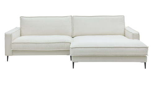 Ecksofa Roomio® aus Stoff in Weiß Roomio® No. 4102 - Ecksofa weißer Stoffbezug Loop & Metallfüße 908 MF - Stellfläche ca. 272 x 190 cm