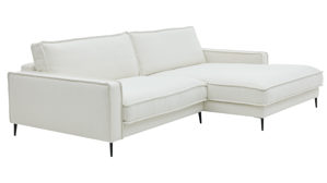 Ecksofa Roomio® aus Stoff in Weiß Roomio® No. 4102 - Ecksofa weißer Stoffbezug Loop & Metallfüße 908 MF - Stellfläche ca. 272 x 190 cm