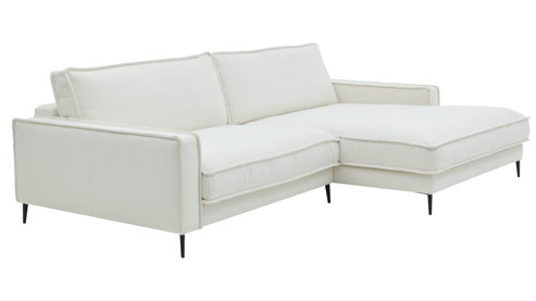Ecksofa Roomio® aus Stoff in Weiß Roomio® No. 4102 - Ecksofa weißer Stoffbezug Loop & Metallfüße 908 MF - Stellfläche ca. 272 x 190 cm