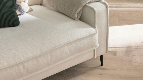 Ecksofa Roomio® aus Stoff in Weiß Roomio® No. 4102 - Ecksofa weißer Stoffbezug Loop & Metallfüße 908 MF - Stellfläche ca. 190 x 272 cm