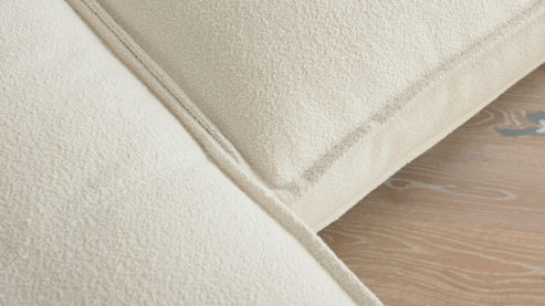 Ecksofa Roomio® aus Stoff in Weiß Roomio® No. 4102 - Ecksofa weißer Stoffbezug Loop & Metallfüße 908 MF - Stellfläche ca. 190 x 272 cm