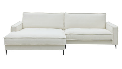 Ecksofa Roomio® aus Stoff in Weiß Roomio® No. 4102 - Ecksofa weißer Stoffbezug Loop & Metallfüße 908 MF - Stellfläche ca. 190 x 272 cm