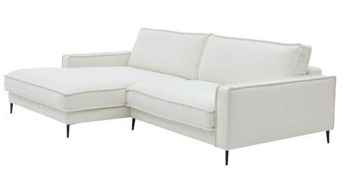 Ecksofa Roomio® aus Stoff in Weiß Roomio® No. 4102 - Ecksofa weißer Stoffbezug Loop & Metallfüße 908 MF - Stellfläche ca. 190 x 272 cm