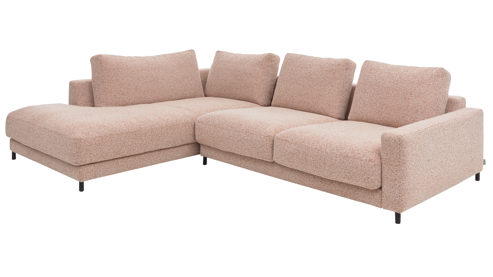 Ecksofa Roomio® aus Stoff in Rosa Roomio® No. 4103 - Ecksofa rostfarben melierter Bezug Donna & Metallfüße 1116 MFSM - Stellfläche ca.  223 x 302 cm