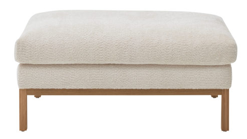 Polsterhocker Roomio® aus Stoff in Weiß Roomio® No. 4105 - XXL-Polsterhocker weißer Stoffbezug Shaun & Holzfüße 1118 HREG