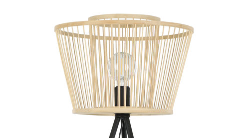 Stehleuchte Roomio® aus Holz in Holzfarben Roomio® Stehlampe No. 9804 Bambus & schwarzes Metall - Höhe ca. 130 cm