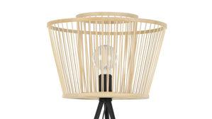 Stehleuchte Roomio® aus Holz in Holzfarben Roomio® Stehlampe No. 9804 Bambus & schwarzes Metall - Höhe ca. 130 cm