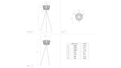Stehleuchte Roomio® aus Holz in Holzfarben Roomio® Stehlampe No. 9804 Bambus & schwarzes Metall - Höhe ca. 130 cm