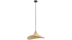 Pendelleuchte Roomio® aus Geflecht in Holzfarben Roomio® Hängeleuchte No. 9806 Bambus & schwarzes Metall - Durchmesser ca. 50 cm