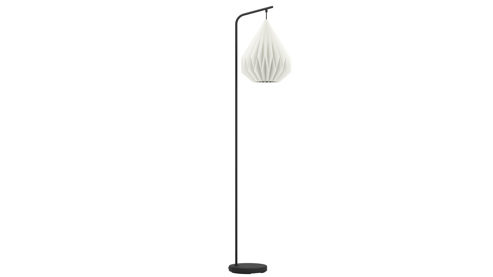 Stehleuchte Roomio® aus Karton / Papier / Pappe in Weiß Roomio® Lampen No. 9808 - Stehlampe weißes Papier & schwarzes Metall - Höhe ca. 159 cm