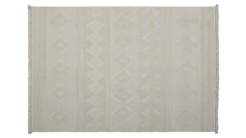 Webteppich Roomio® aus Kunstfaser in Weiß Roomio® Teppich No. 8304 cremefarbenes Rautenmuster - ca. 200 x 290 cm