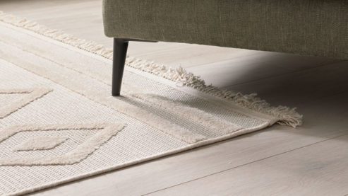 Webteppich Roomio® aus Kunstfaser in Weiß Roomio® Teppich No. 8304 cremefarbenes Rautenmuster - ca. 200 x 290 cm