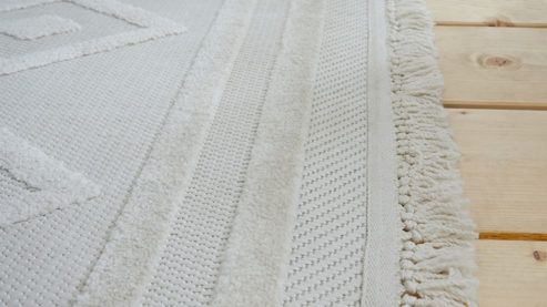 Webteppich Roomio® aus Kunstfaser in Weiß Roomio® Teppich No. 8304 cremefarbenes Rautenmuster - ca. 200 x 290 cm