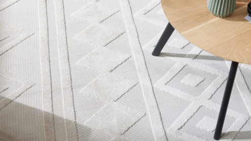 Webteppich Roomio® aus Kunstfaser in Weiß Roomio® Teppich No. 8304 cremefarbenes Rautenmuster - ca. 200 x 290 cm