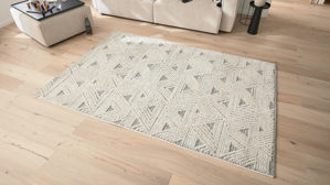 Webteppich Roomio® aus Kunstfaser in Weiß Roomio® Teppich No. 8308 creme-grau gemustert - ca. 160 x 230 cm