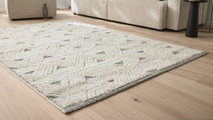 Webteppich Roomio® aus Kunstfaser in Weiß Roomio® Teppich No. 8308 creme-grau gemustert - ca. 133 x 190 cm