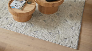 Webteppich Roomio® aus Kunstfaser in Weiß Roomio® Teppich No. 8308 creme-grau gemustert - ca. 133 x 190 cm