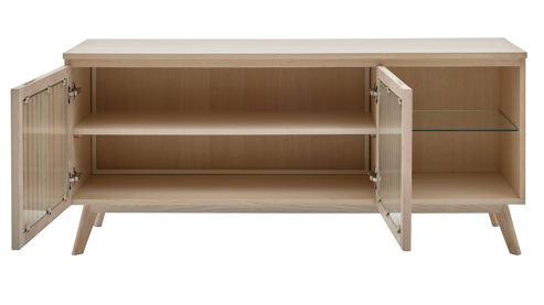 Lowboard Roomio® aus Holz in Holzfarben Roomio No. 2000 - Lowboard als Medienmöbel weiß gewaschene Esche - zwei Türen, Länge ca. 135 cm