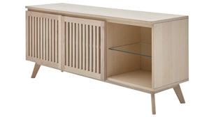 Lowboard Roomio® aus Holz in Holzfarben Roomio No. 2000 - Lowboard als Medienmöbel weiß gewaschene Esche - zwei Türen, Länge ca. 135 cm