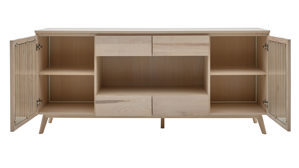 Sideboard Roomio® aus Holz in Holzfarben Roomio No. 2000 - Sideboard für Wohn- und Esszimmer weiß gewaschene Esche - zwei Türen, vier Schubladen, Länge ca. 180 cm