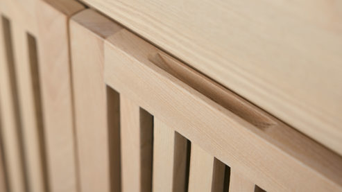 Lowboard Roomio® aus Holz in Holzfarben Hell Roomio No. 2000 - Lowboard als Medienschrank weiß gewaschene Esche - zwei Türen, zwei Schubladen, Länge ca. 180 cm