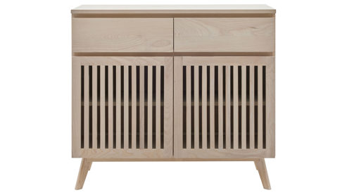 Sideboard Roomio® aus Holz in Holzfarben Roomio No. 2000 - Sideboard für Stauraum weiß gewaschene Esche - zwei Türen, zwei Schubladen, Länge ca. 90 cm