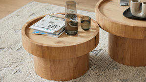 Couchtisch Roomio® aus Holz in Holzfarben Hell Roomio No. 2000 - Couchtisch weiß gewaschene Esche - Durchmesser ca. 60 cm