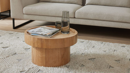 Couchtisch Roomio® aus Holz in Holzfarben Hell Roomio No. 2000 - Couchtisch weiß gewaschene Esche - Durchmesser ca. 60 cm