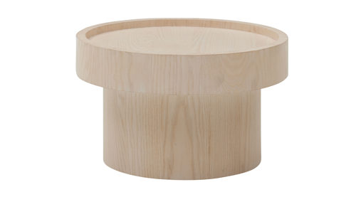 Couchtisch Roomio® aus Holz in Holzfarben Hell Roomio No. 2000 - Couchtisch weiß gewaschene Esche - Durchmesser ca. 60 cm