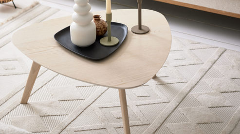 Couchtisch Roomio® aus Holz in Holzfarben Hell Roomio No. 2000 - Couchtisch weiß gewaschene Esche - Durchmesser ca. 65 cm