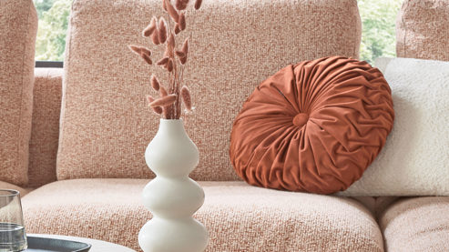 Einzelkissen Roomio® aus Stoff in Orange Roomio® Kissen No. 9401 rostfarbener Samt - Durchmesser ca. 42 cm