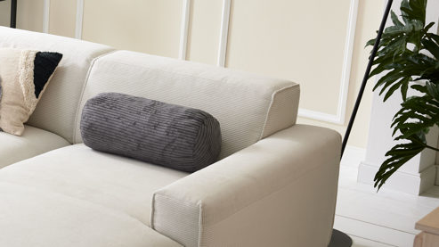 Einzelkissen Roomio® aus Stoff in Grau Roomio® Nackenrolle No. 9403 aschegrauer Breitcord - ca. 50 x 22 cm