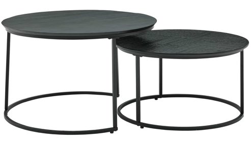 Couchtisch-Set Roomio® aus Holz in Schwarz Roomio No. 2001 - Couchtisch-Set schwarzes Mangoholz & schwarzes Metall - zweiteilig