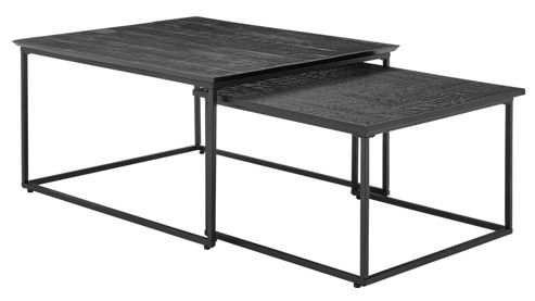 Couchtisch-Set Roomio® aus Holz in Schwarz Roomio No. 2001 - Couchtisch-Set schwarzes Mangoholz & schwarzes Metall - zweiteilig