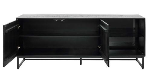 Lowboard Roomio® aus Holz in Schwarz Roomio No. 2001 - Lowboard schwarzes Mangoholz - zwei Türen, Länge ca. 160 cm