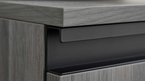 Badmöbel-Set Interliving aus Holz in Grau Interliving Bad Serie 3702 - Badmöbel-Set 7698 graue Cuneo Eiche - dreiteilig