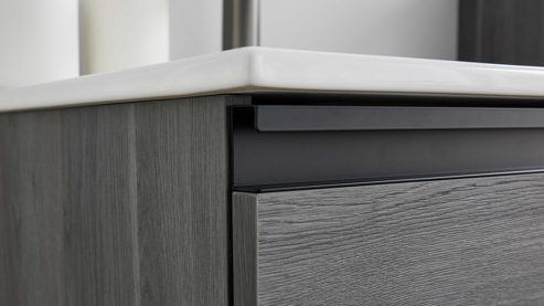 Waschbeckenunterschrank Interliving aus Holz in Grau Interliving Bad Serie 3702 - Waschtischunterschrank 7698 graue Cuneo Eiche - eine Schublade, Breite ca. 60 cm