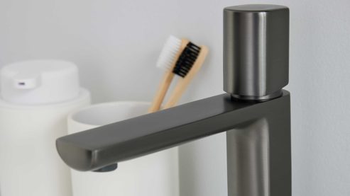 Mischbatterie Interliving aus Metall in Dunkelgrau Interliving Bad Serie 3702 - Armatur 7698 mattes Graphit