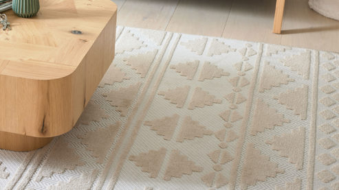 Webteppich Roomio® aus Kunstfaser in Beige Roomio® Teppich No. 8307 beiges Rautenmuster - ca. 200 x 290 cm