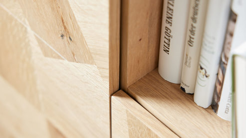 Lowboard Roomio® aus Holz in Holzfarben Roomio No. 2002 - Lowboard Eiche & schwarzes Metall - zwei Türen, Länge ca. 160 cm