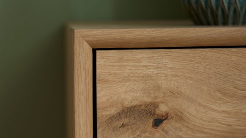 Highboard Roomio® aus Holz in Holzfarben Roomio No. 2002 - Highboard Eiche & schwarzes Metall - drei Türen, Höhe ca. 120 cm