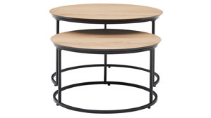 Couchtisch-Set Roomio® aus Holz in Holzfarben Roomio No. 2002 - Couchtisch-Set Eichefurnier & schwarzes Metall - zweiteilig