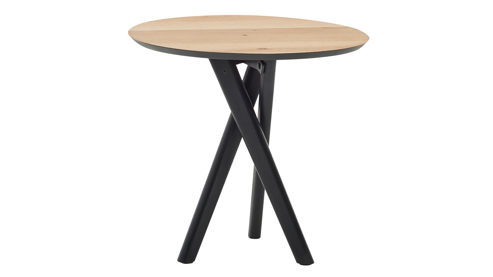 Beistelltisch Roomio® aus Holz in Holzfarben Roomio No. 2002 - Beistelltisch Eichefurnier & schwarzes Mangoholz - Durchmesser ca.  50 cm