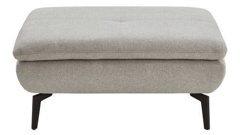 Polsterhocker modulmaster aus Stoff in Beige Modulmaster Serie MM-MP1181 - XL-Hocker ecrufarbenes Flachgewebe Cyber & schwarze Metallfüße – ca.  93 x 72 cm