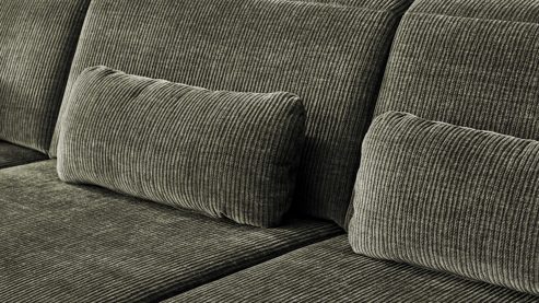 Einzelkissen modulmaster aus Stoff in Grün Modulmaster Serie MM-ZE1195 - Nierenkissen olivgrünes Flachgewebe Maranta – ca.  58 x 25 cm