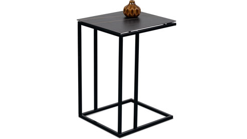 Beistelltisch M2 kollektion aus Stein in Schwarz Beistelltisch Jon Grau marmorierter Stein & Schwarz – ca. 38 x 43 cm